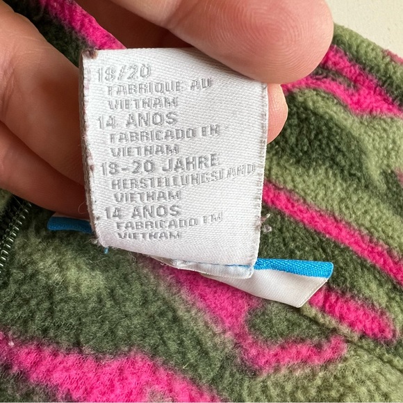 Columbia Youth 18/20 Girls Pink/Green Camo Fleece Zip Up Fleece Sweater Jacket - Picture 6 of 8